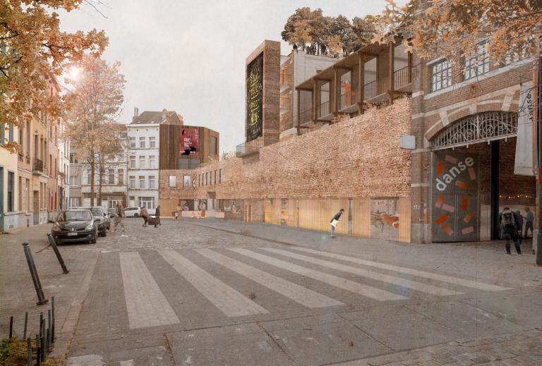 Simulation du futur bâtiment vu depuis la rue de Manchester. © sau-msi.brussels (BC architects)