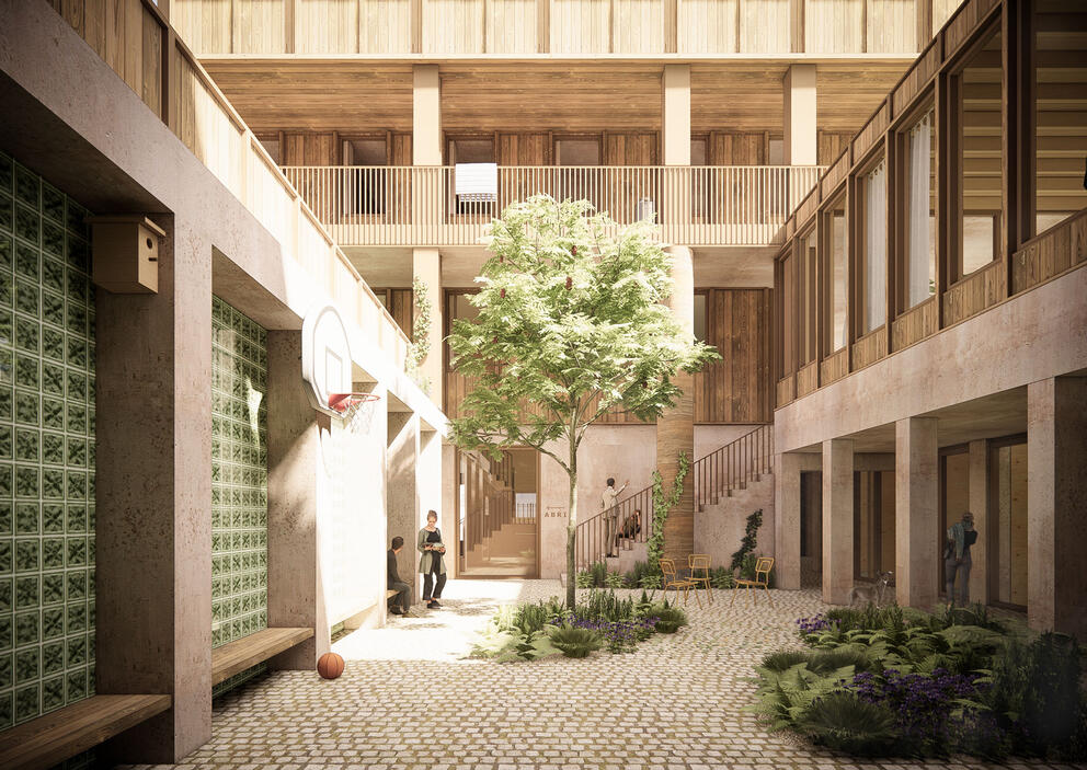 Le jardin intérieur. © Bogdan & Van Broeck – BC Architects & Studies