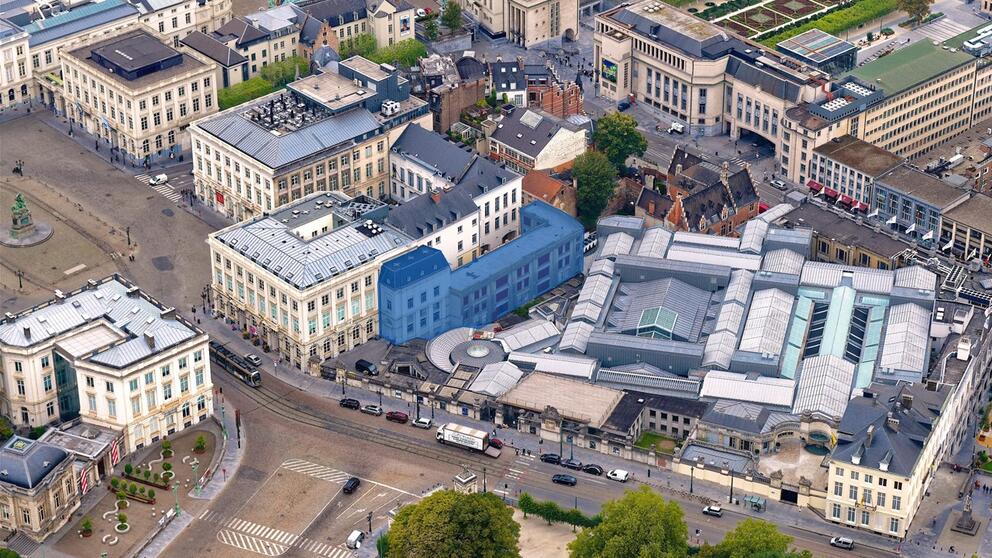 Le site où sera construit le bâtiment qui accueillera LE CHAT cartoon museum. © sau-msi.brussels (Simon Schmitt - www.globalview.be)