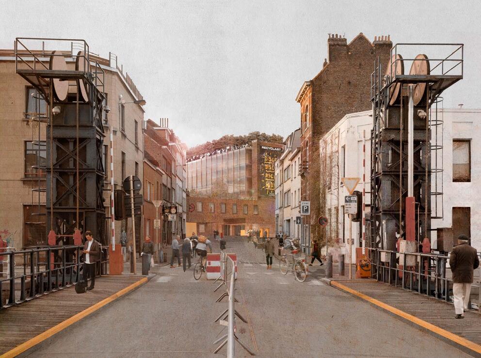 Simulation du futur bâtiment vu depuis le canal  © sau-msi.brussels (BC architects)