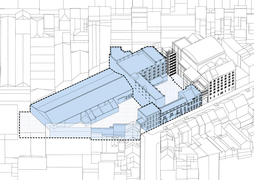 La situation actuelle des 13-15 et 17-19 rue de Manchester. © sau-msi.brussels / MSA-Idea-Origin