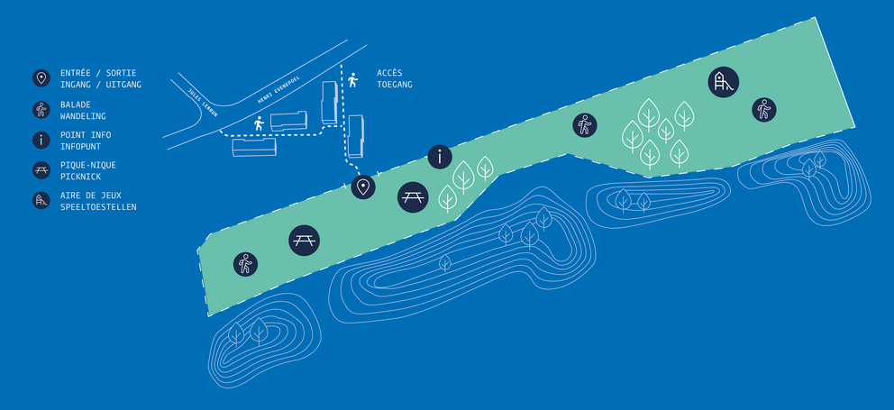 Le plan du parc temporaire Evenepoel. © sau-msi.brussels
