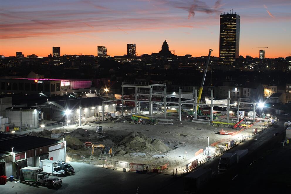 Chantier du bâtiment Manufakture, dont la S.A. Abattoir a entamé la construction.  © Abattoir S.A.
